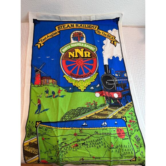 Vintage North Norfolk Railway Steam Train‎ Tea Towel NNR Sheringham UK Travel - Picture 1 of 1